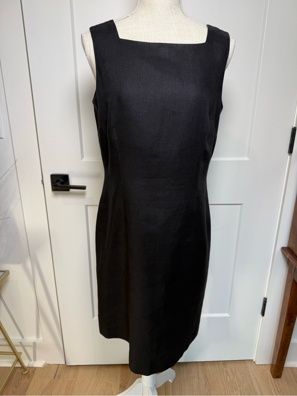 Talbots Irish Linen Black Sheath Dress Size 10 Classic Career Office